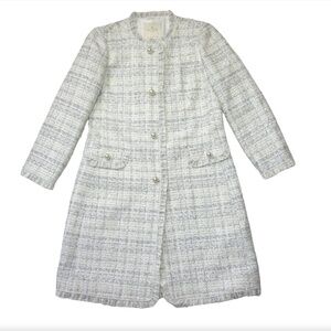 KATE SPADE Star Bright Sparkle Tweed in Cream Silver Coat 10 $548 EUC